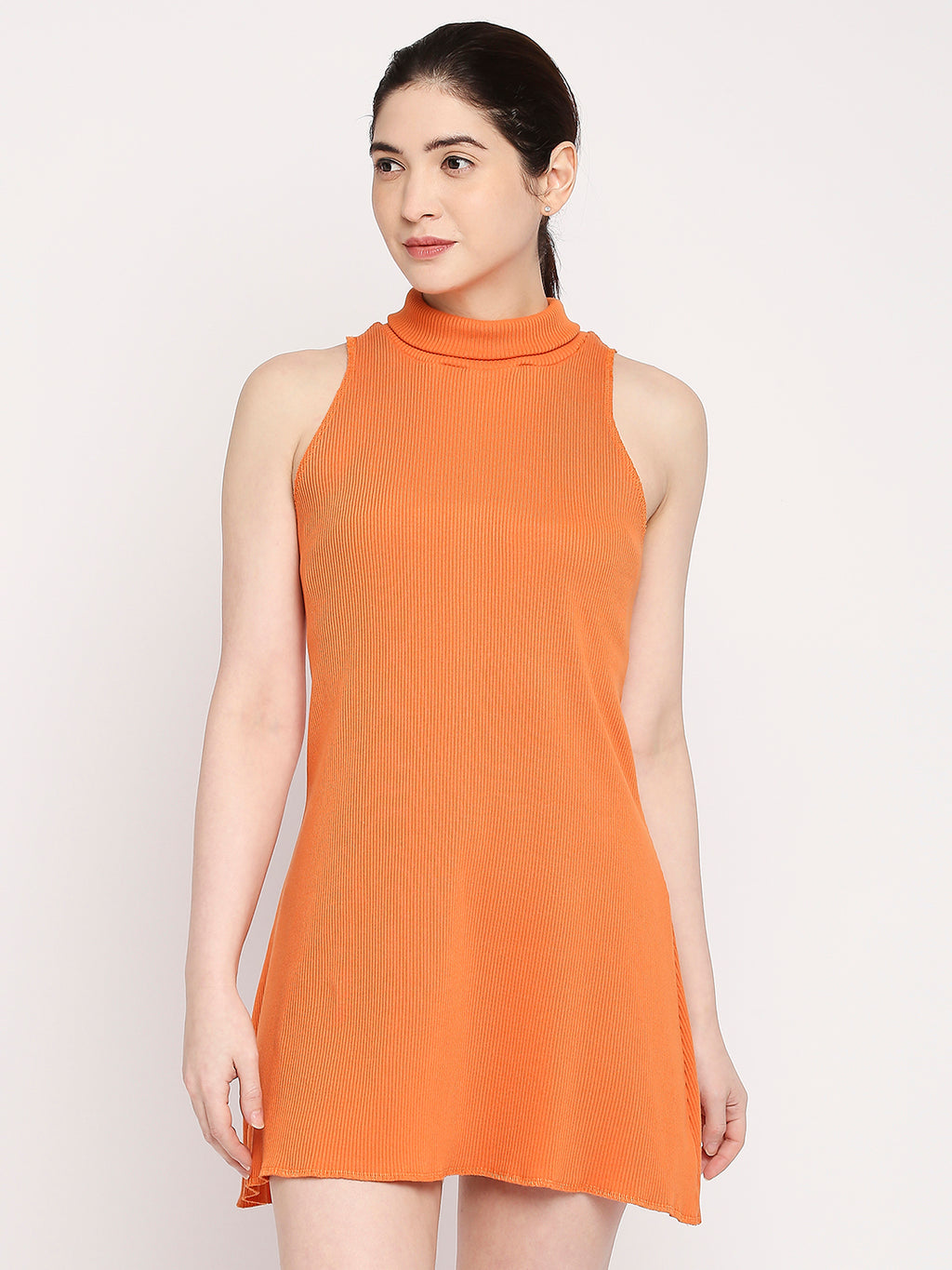 Autumn Hues Orange A-Line Mini Dress