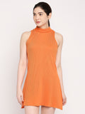 Autumn Hues Orange A-Line Mini Dress