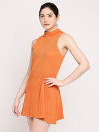 Autumn Hues Orange A-Line Mini Dress