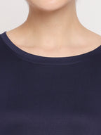 Autumn Hues Blue A-Line Solid Dress With Belt