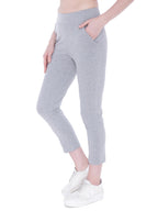Autumn Hues Women Grey Solid Cotton Track Pants