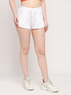 Autumn Hues Women White Low-Rise Cotton Shorts