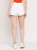 Autumn Hues Women White Low-Rise Cotton Shorts