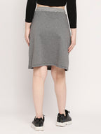 Autumn Hues Women Grey Solid Knee Length Cotton Blend A-Line Skirt