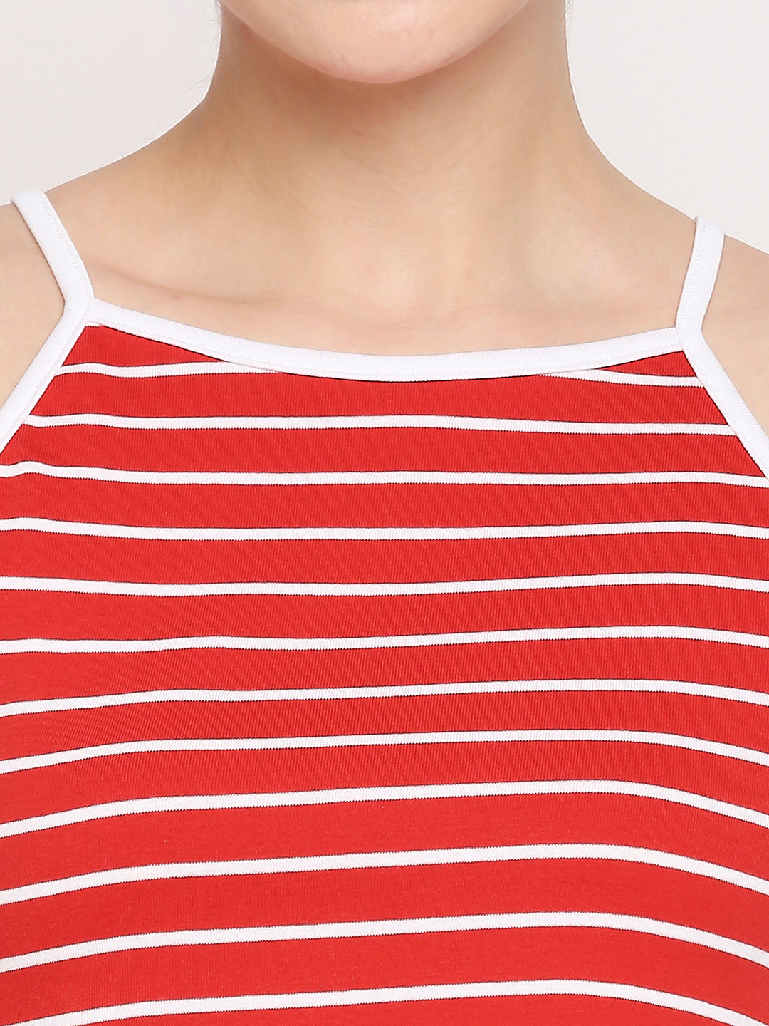 Autumn Hues Women Red Striped Crop Top