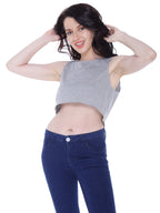 Autumn Hues Grey Styled Back Crop Top