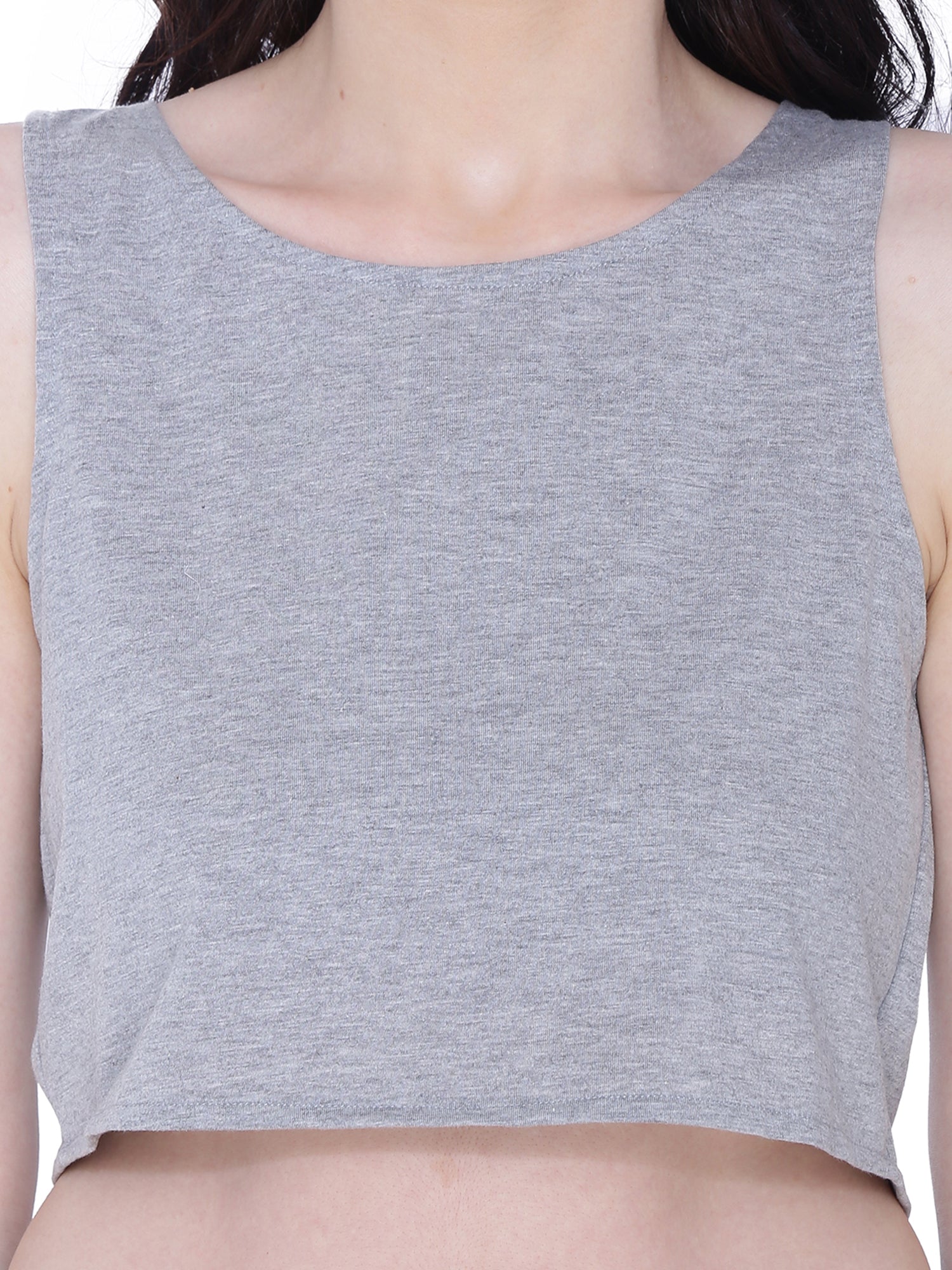Autumn Hues Grey Styled Back Crop Top