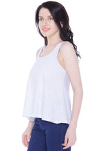 Autumn Hues Women Grey Pure Cotton Tank Top