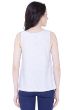 Autumn Hues Women Grey Pure Cotton Tank Top