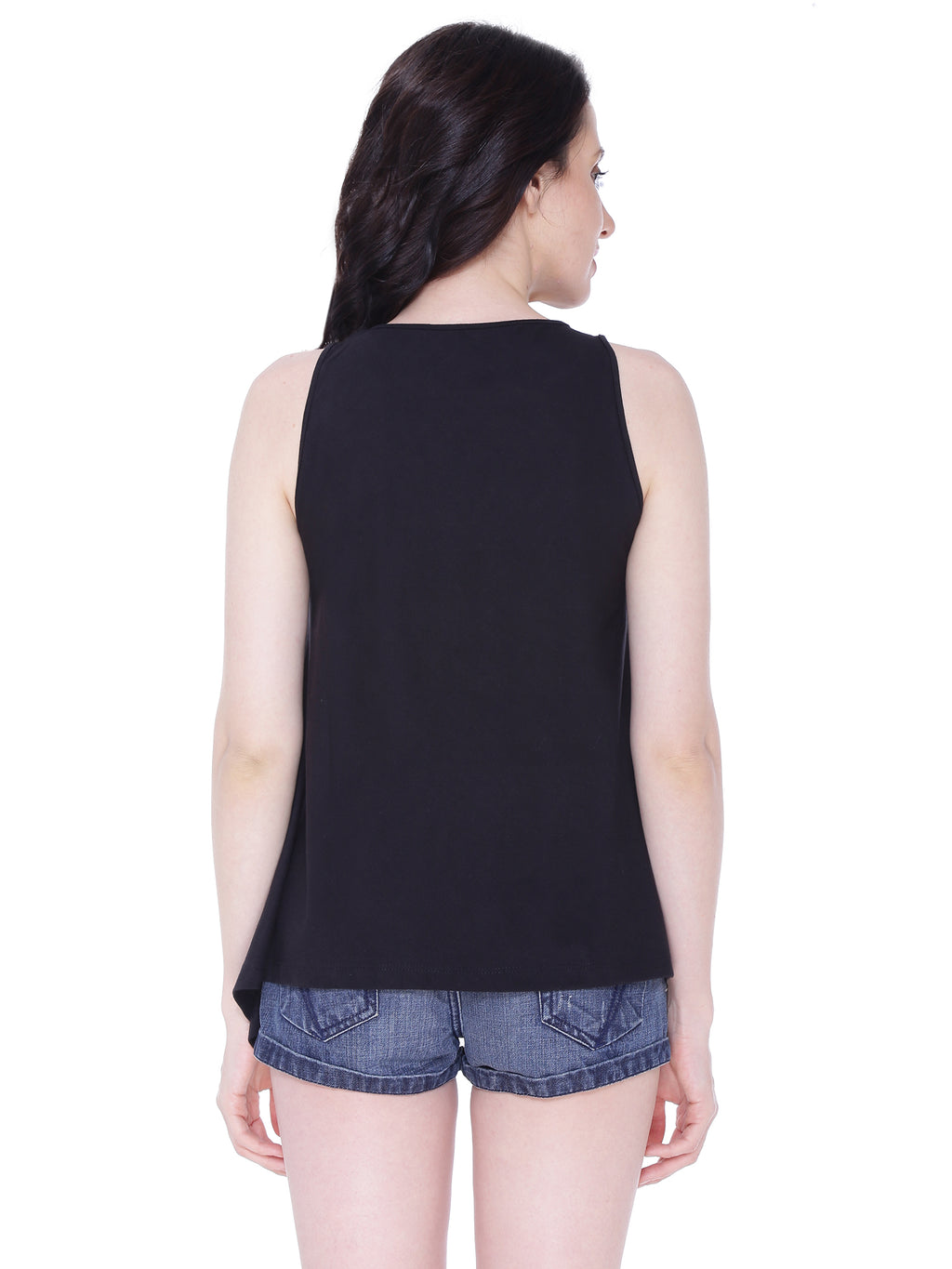 Autumn Hues Cotton Top in Black colour
