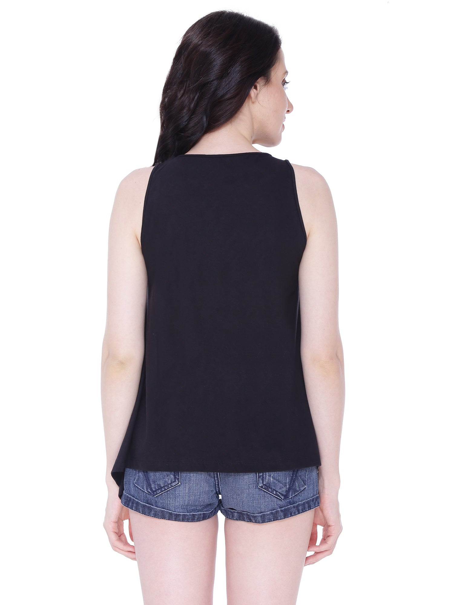 Autumn Hues Cotton Top in Black colour