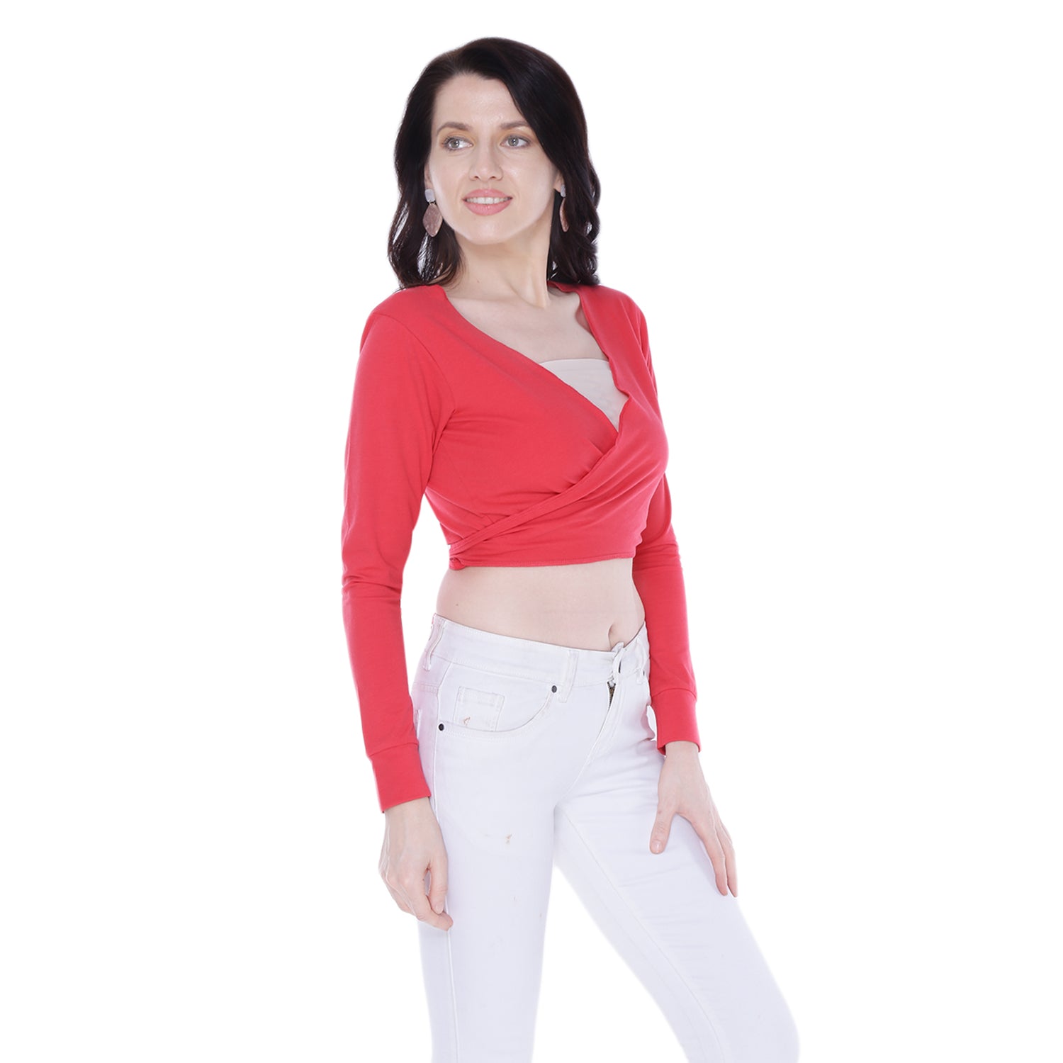 Autumn Hues Cotton Wrap Crop Top