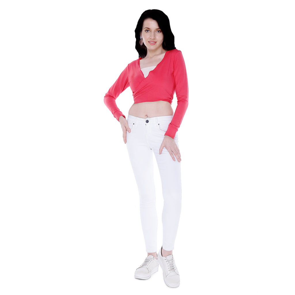 Autumn Hues Cotton Wrap Crop Top