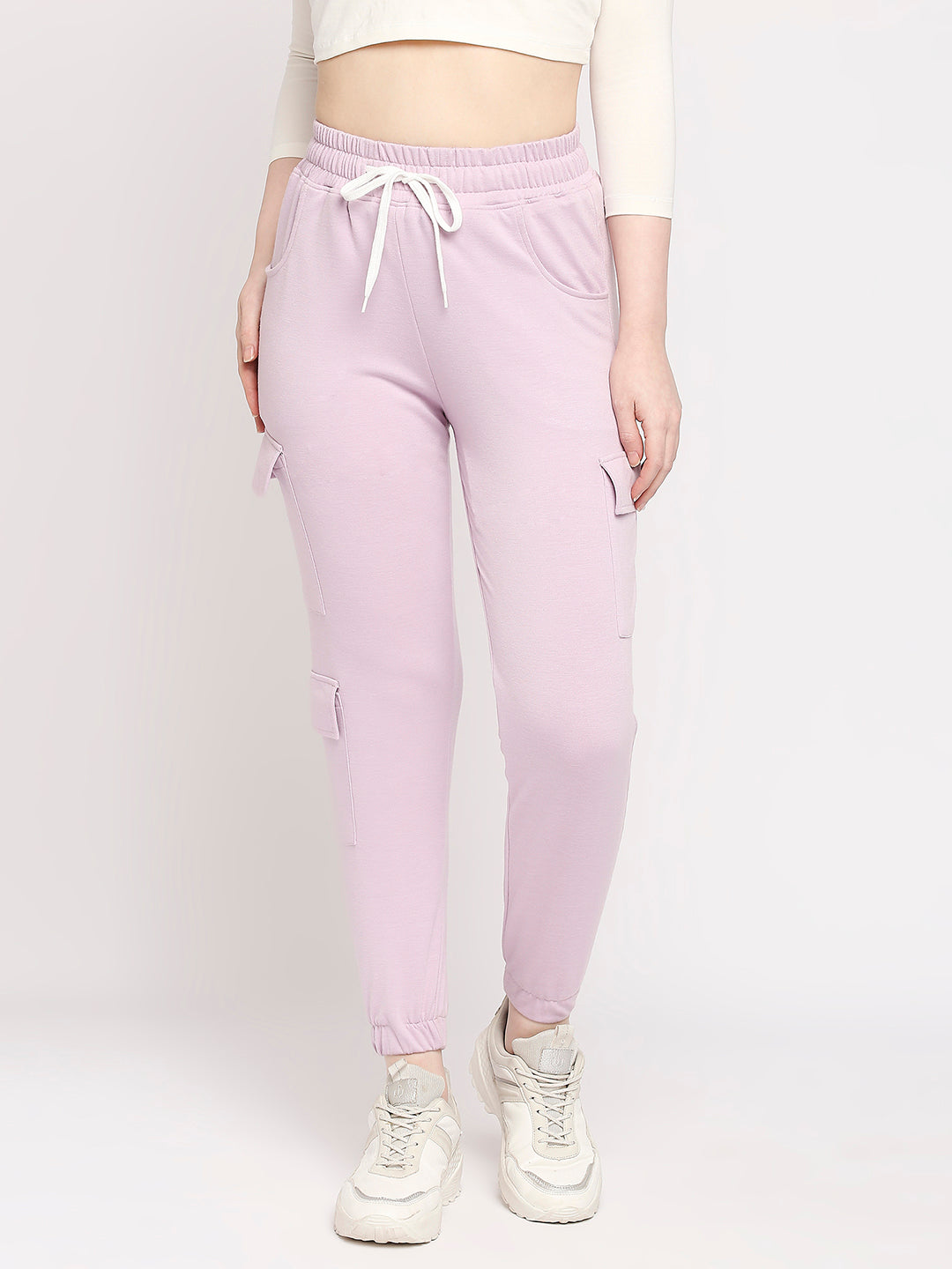 Autumn Hues Women Purple Solid Cotton Joggers