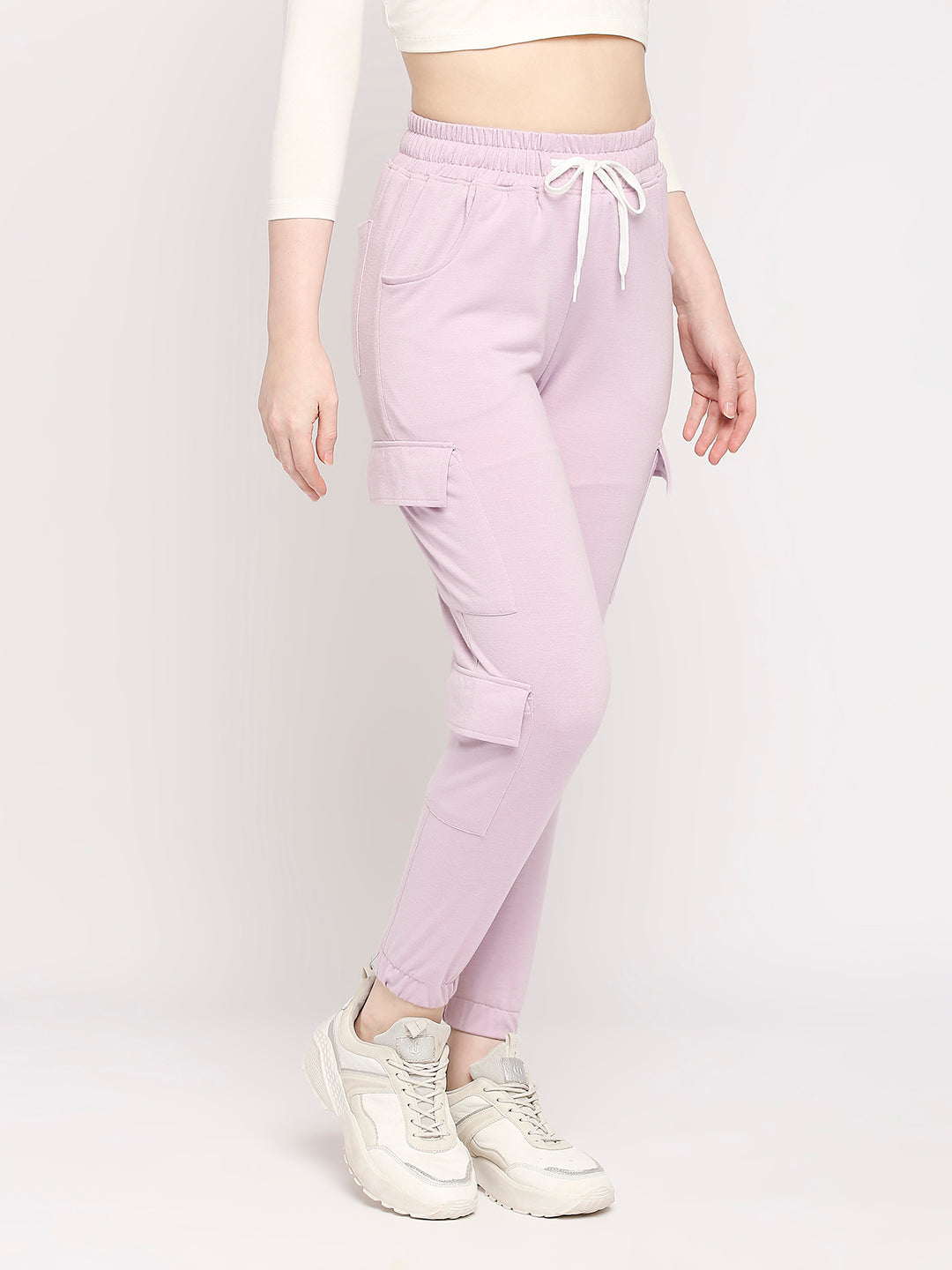 Autumn Hues Women Purple Solid Cotton Joggers