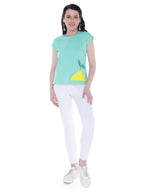 Autumn Hues Women Green Printed Extended Sleeves Cotton  T-shirt