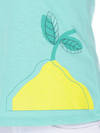 Autumn Hues Women Green Printed Extended Sleeves Cotton  T-shirt