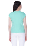 Autumn Hues Women Green Printed Extended Sleeves Cotton  T-shirt