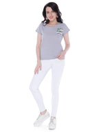 Autumn Hues Women Grey Cotton T-shirt