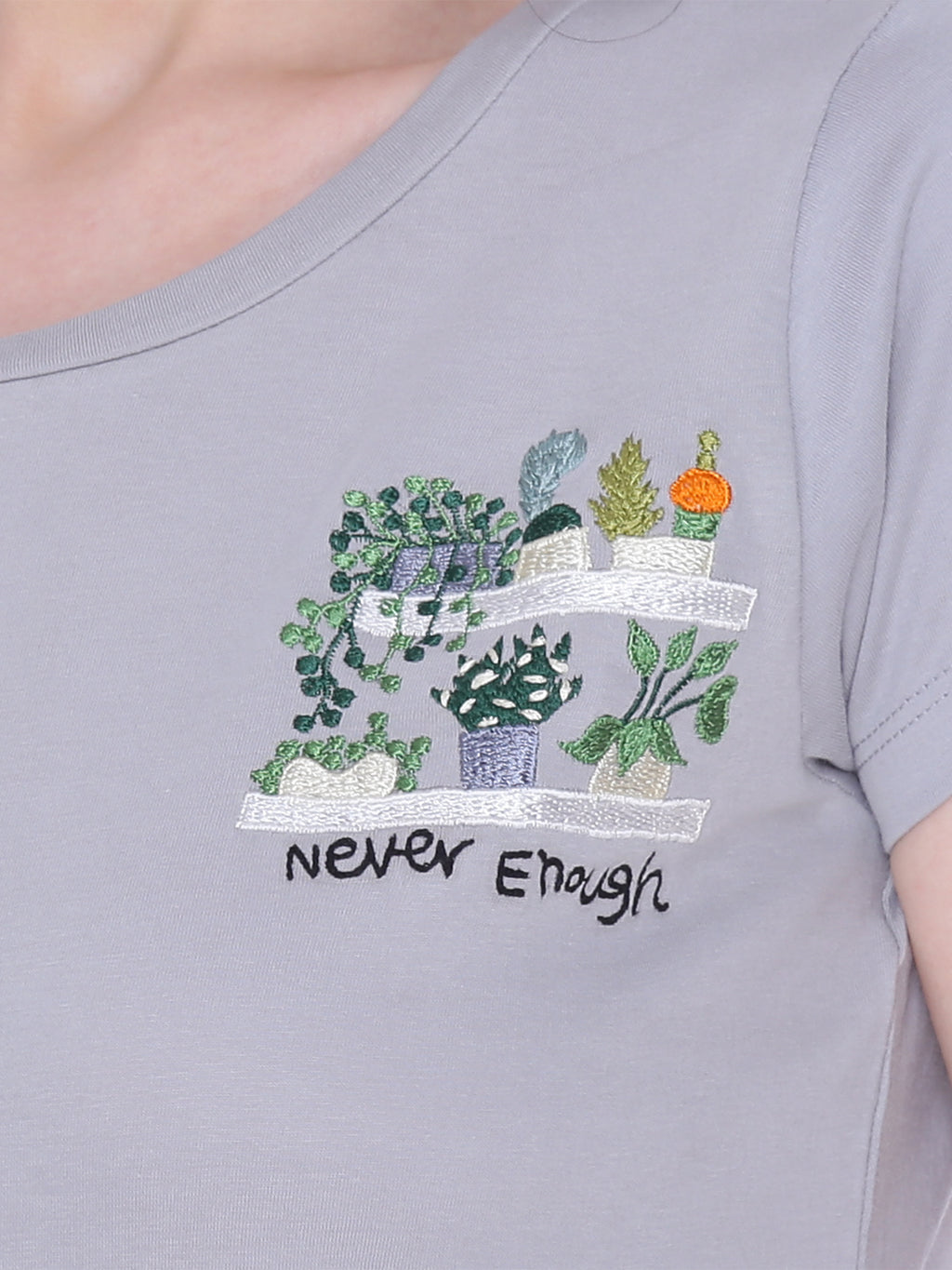 Autumn Hues Women Grey Cotton T-shirt