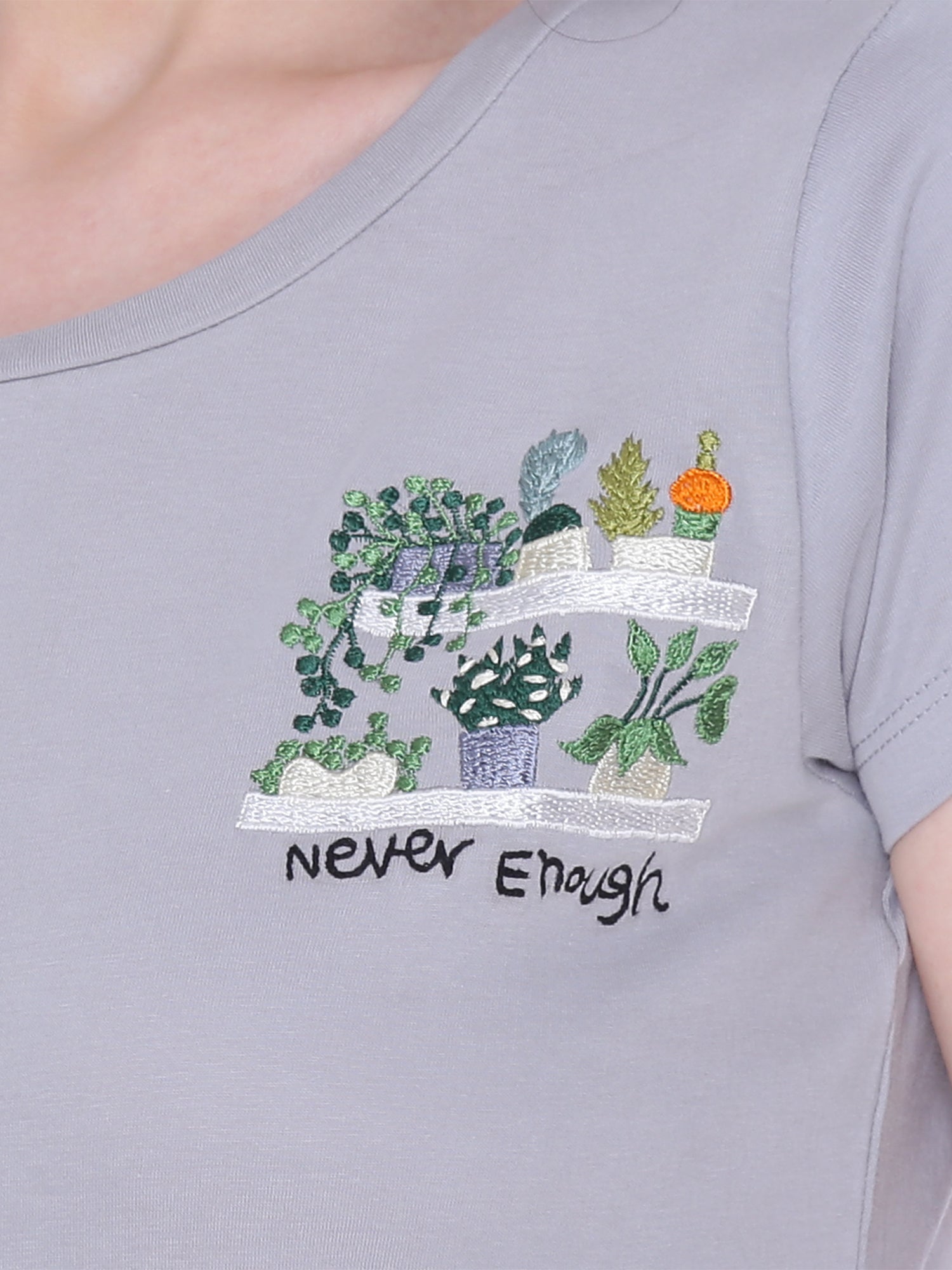 Autumn Hues Women Grey Cotton T-shirt