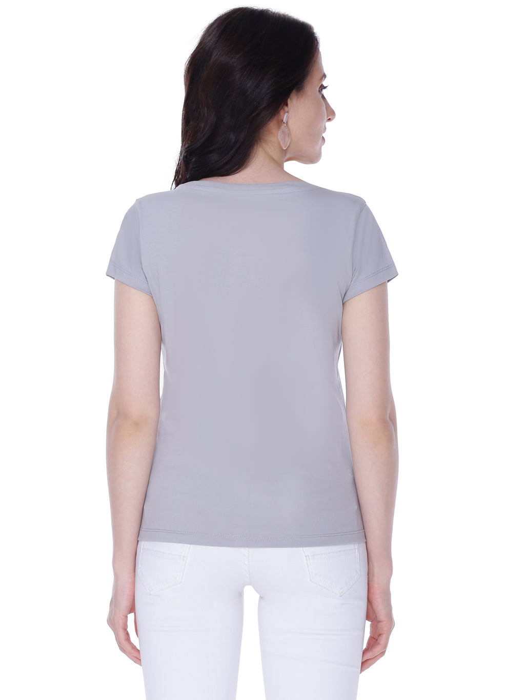 Autumn Hues Women Grey Cotton T-shirt