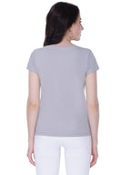 Autumn Hues Women Grey Cotton T-shirt
