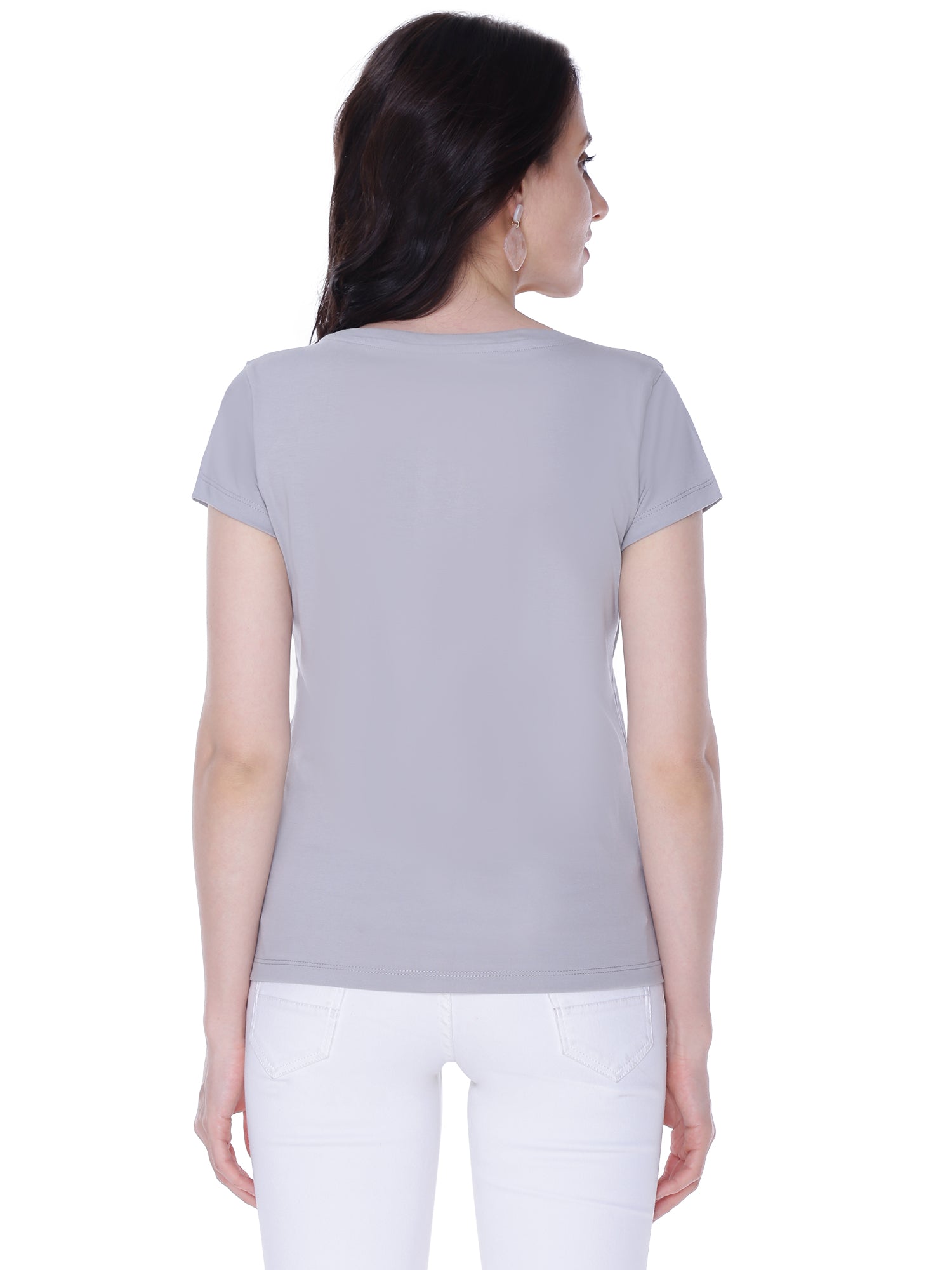 Autumn Hues Women Grey Cotton T-shirt