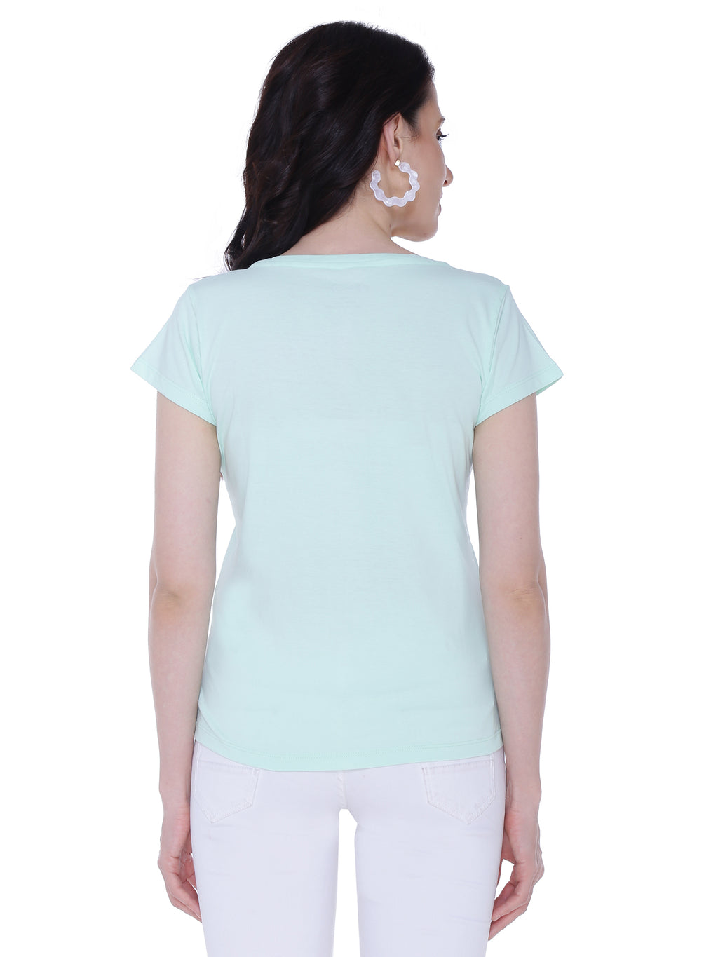 Autumn Hues Women Green Cotton T-shirt