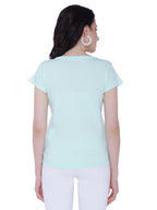 Autumn Hues Women Green Cotton T-shirt