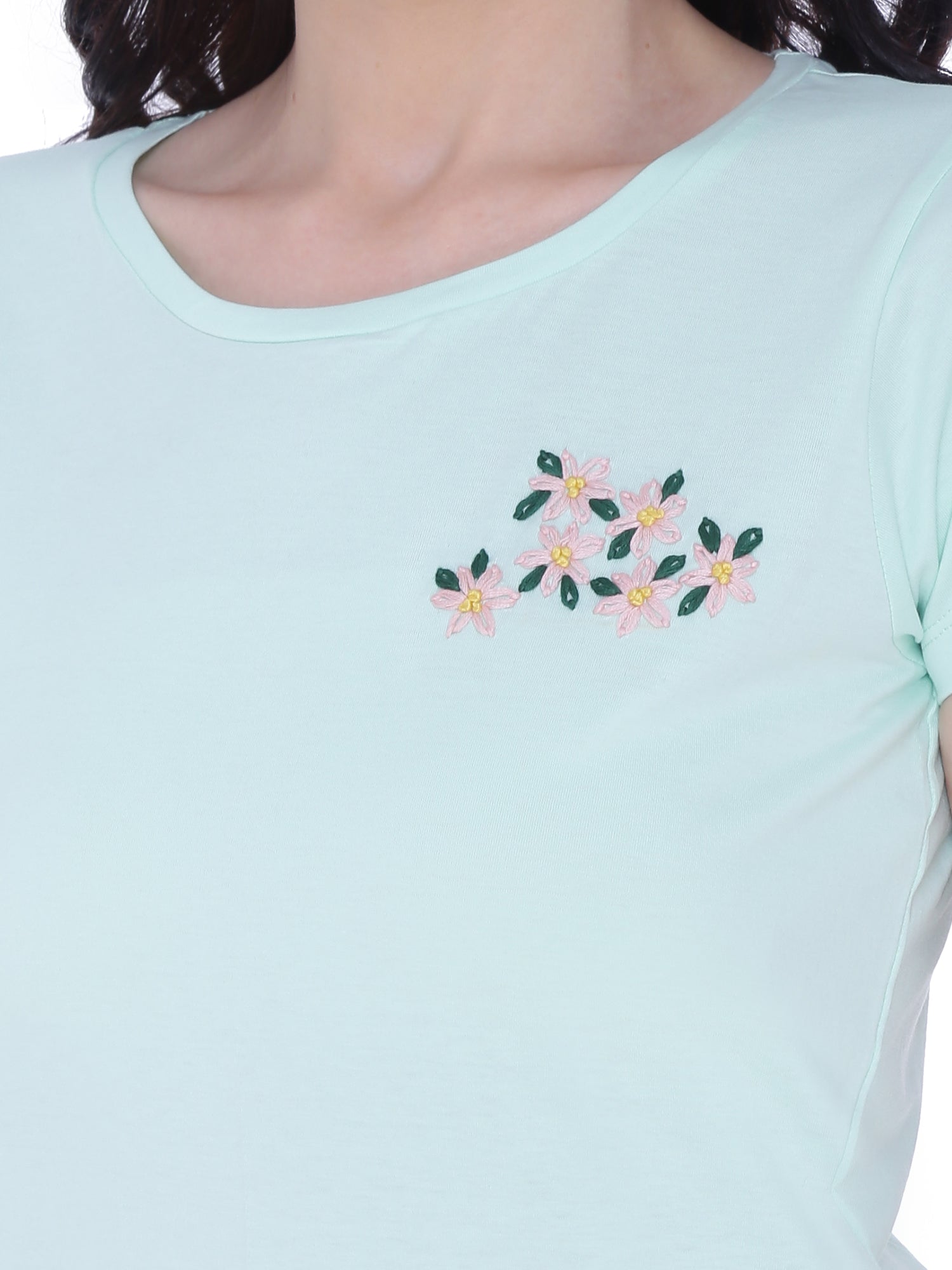 Autumn Hues Women Green Cotton T-shirt