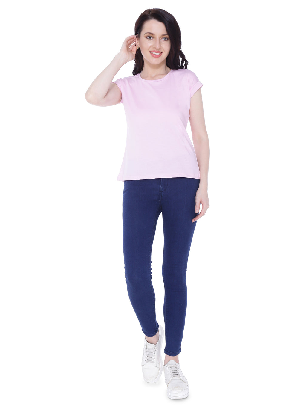 Autumn Hues Women Pink Extended Sleeves  Cotton  T-shirt