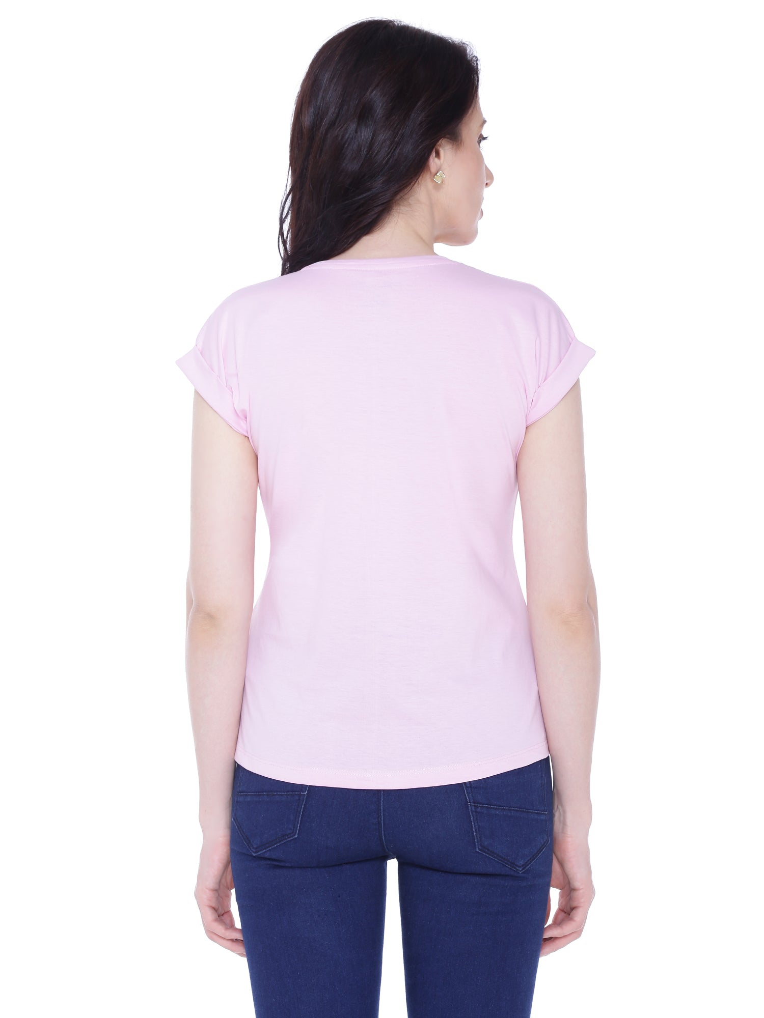 Autumn Hues Women Pink Extended Sleeves  Cotton  T-shirt