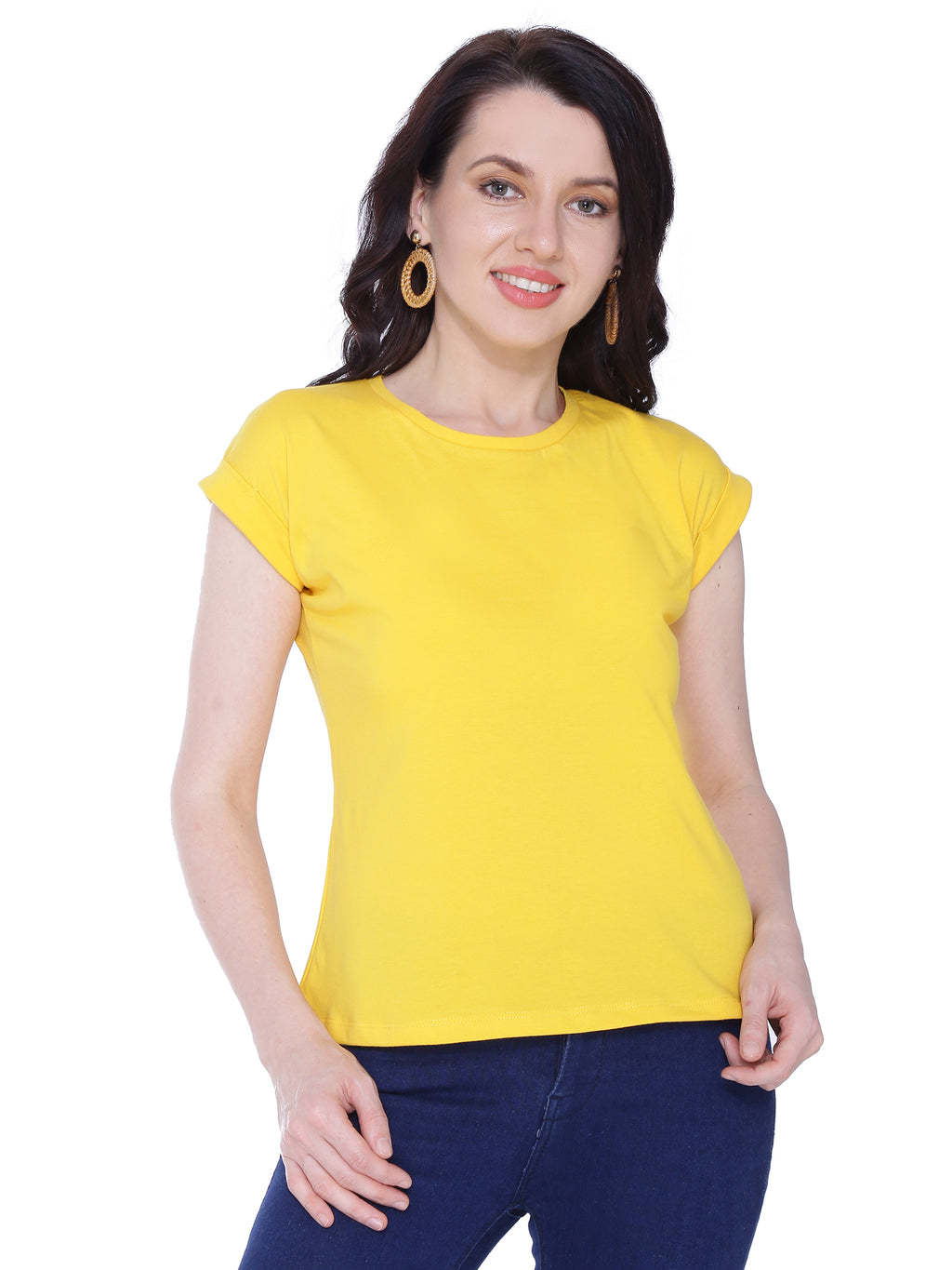 Autumn Hues Women Yellow Extended Sleeves Cotton  T-shirt