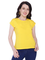 Autumn Hues Women Yellow Extended Sleeves Cotton  T-shirt