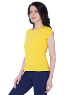 Autumn Hues Women Yellow Extended Sleeves Cotton  T-shirt