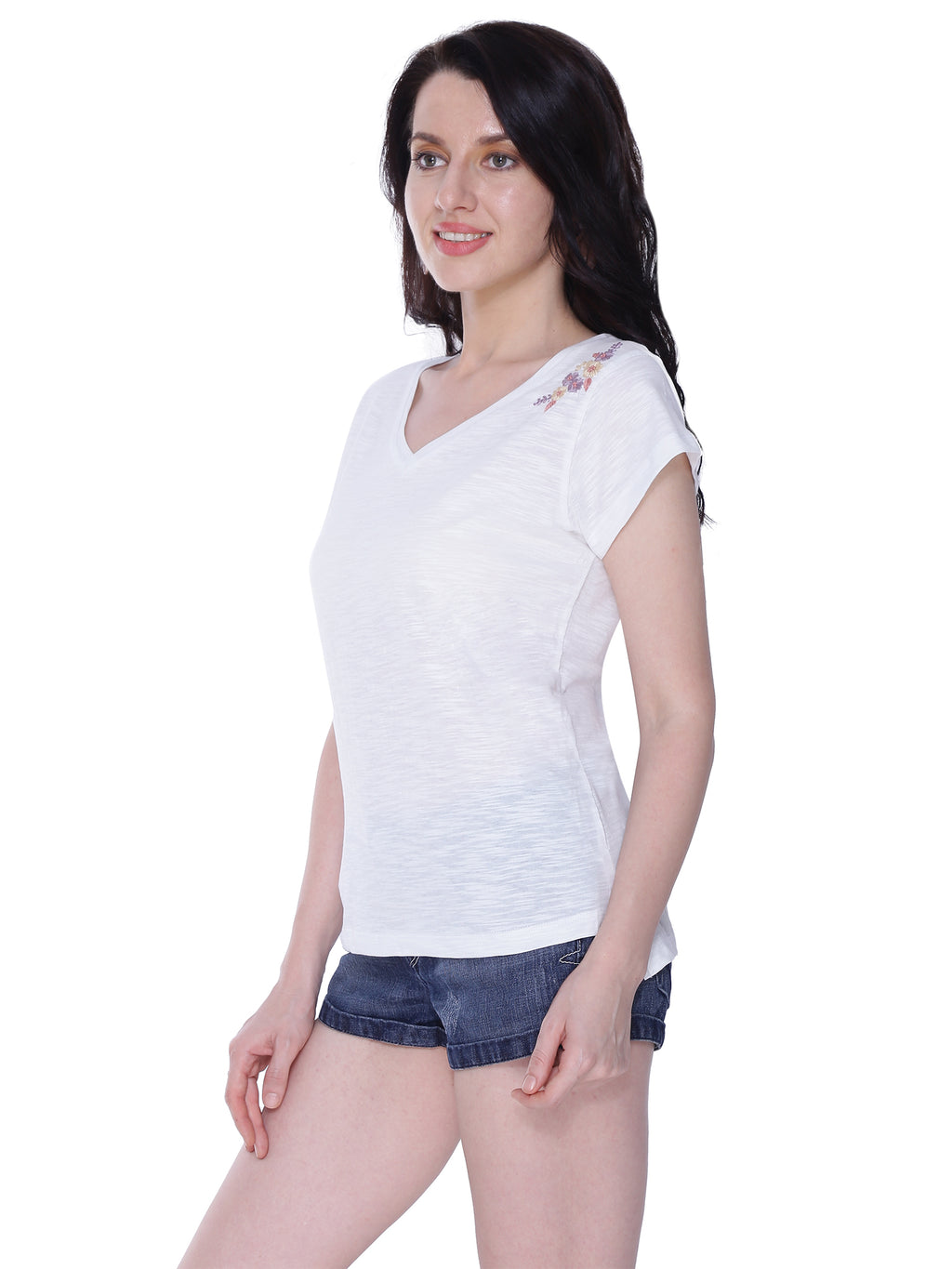 Autumn Hues Comfort V-Neck Cotton Casual T-Shirt