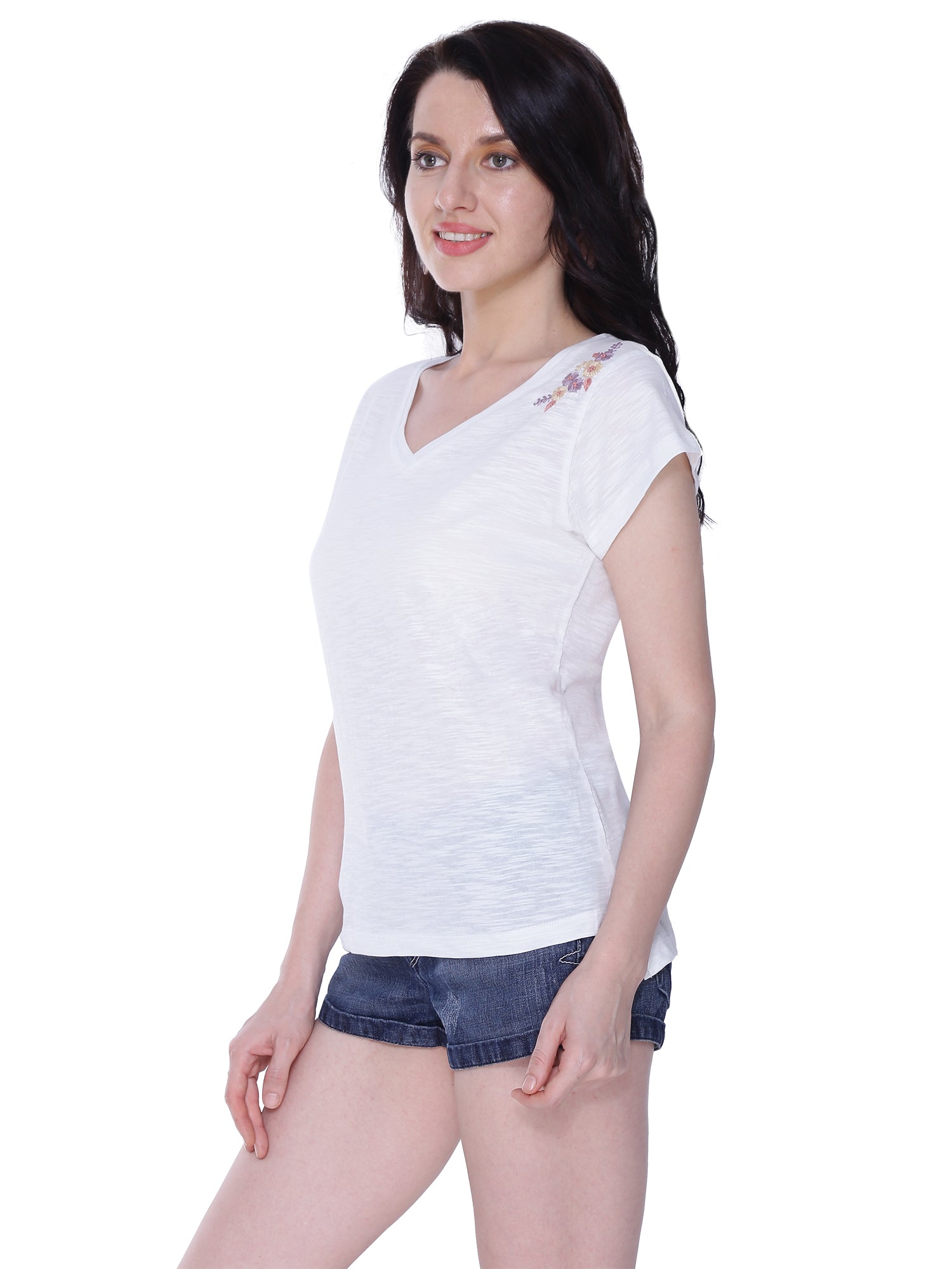 Autumn Hues Comfort V-Neck Cotton Casual T-Shirt