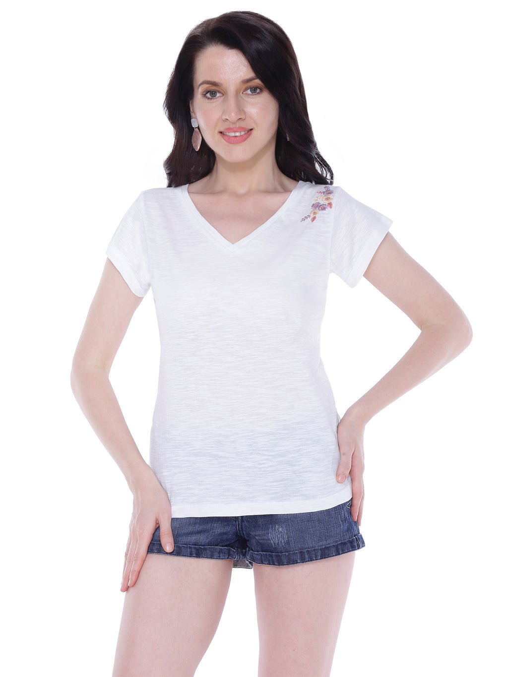 Autumn Hues Comfort V-Neck Cotton Casual T-Shirt