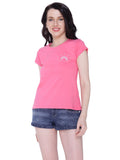 Autumn Hues Women Pink Cotton T-shirt