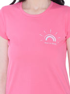 Autumn Hues Women Pink Cotton T-shirt