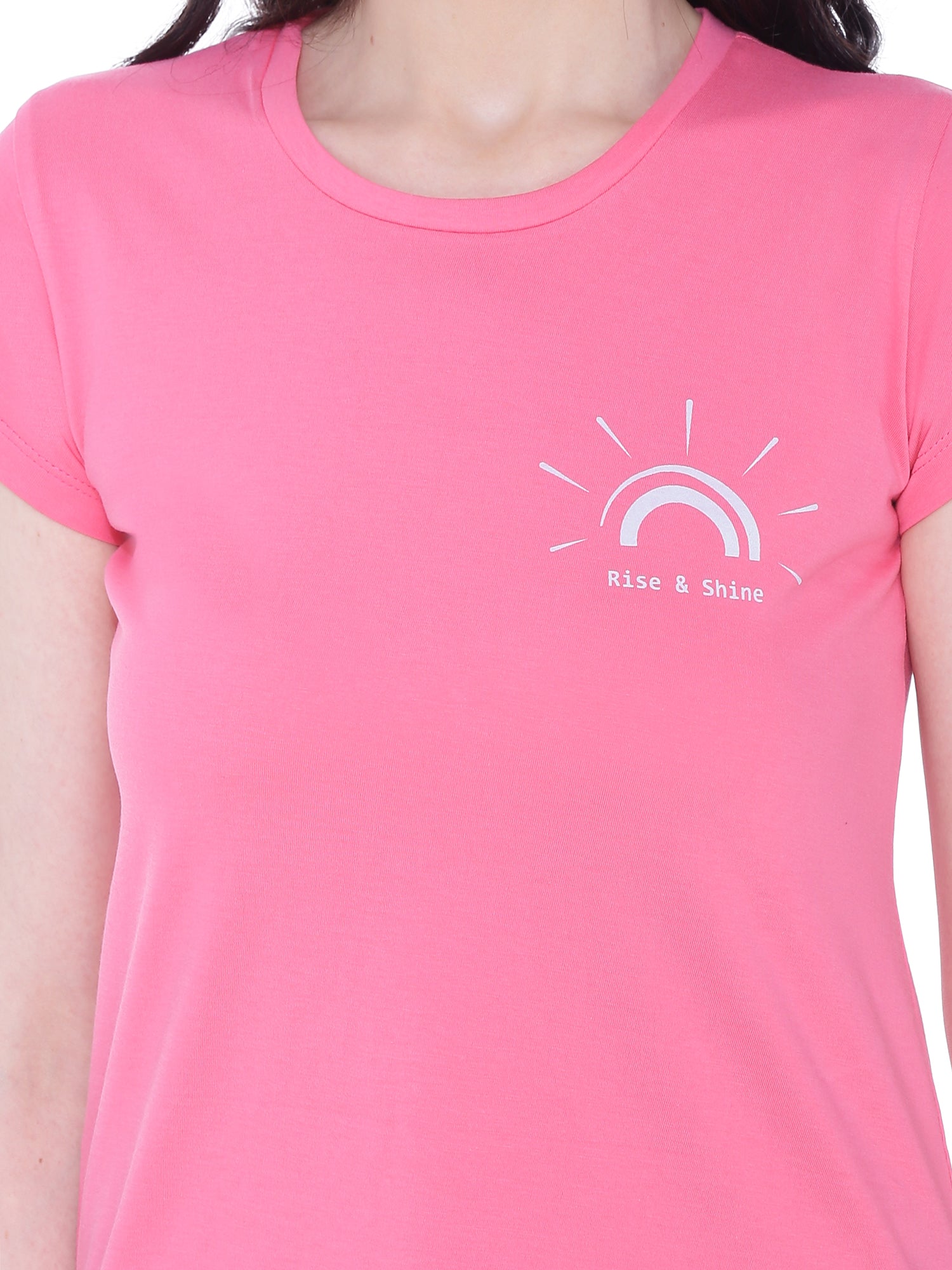 Autumn Hues Women Pink Cotton T-shirt