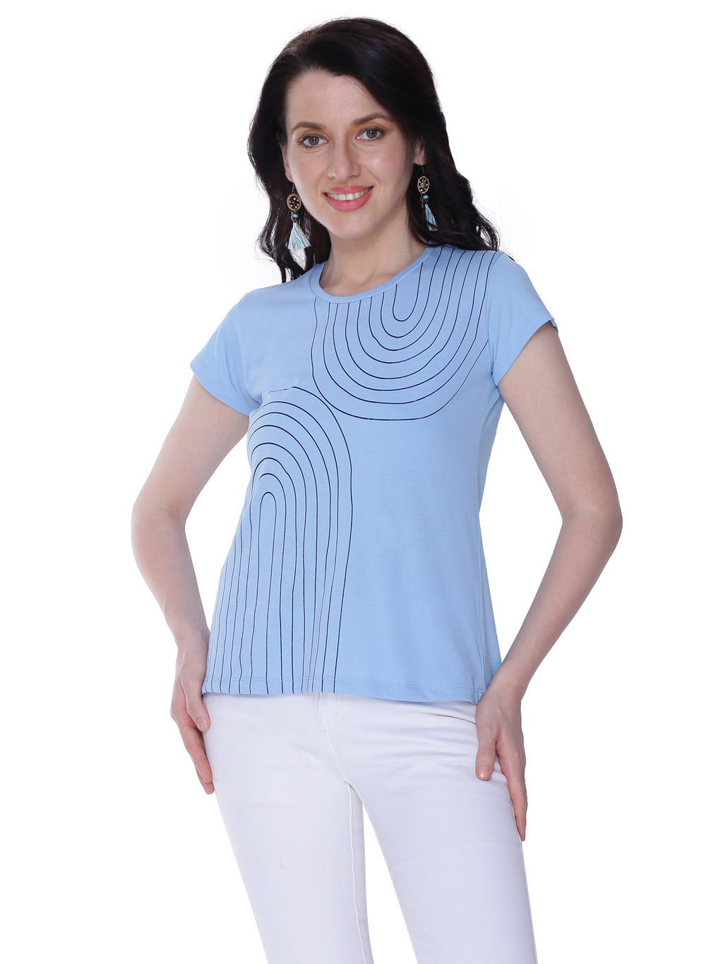 Autumn Hues Abstract Printed Round Neck Sleeveless Cotton T-shirt
