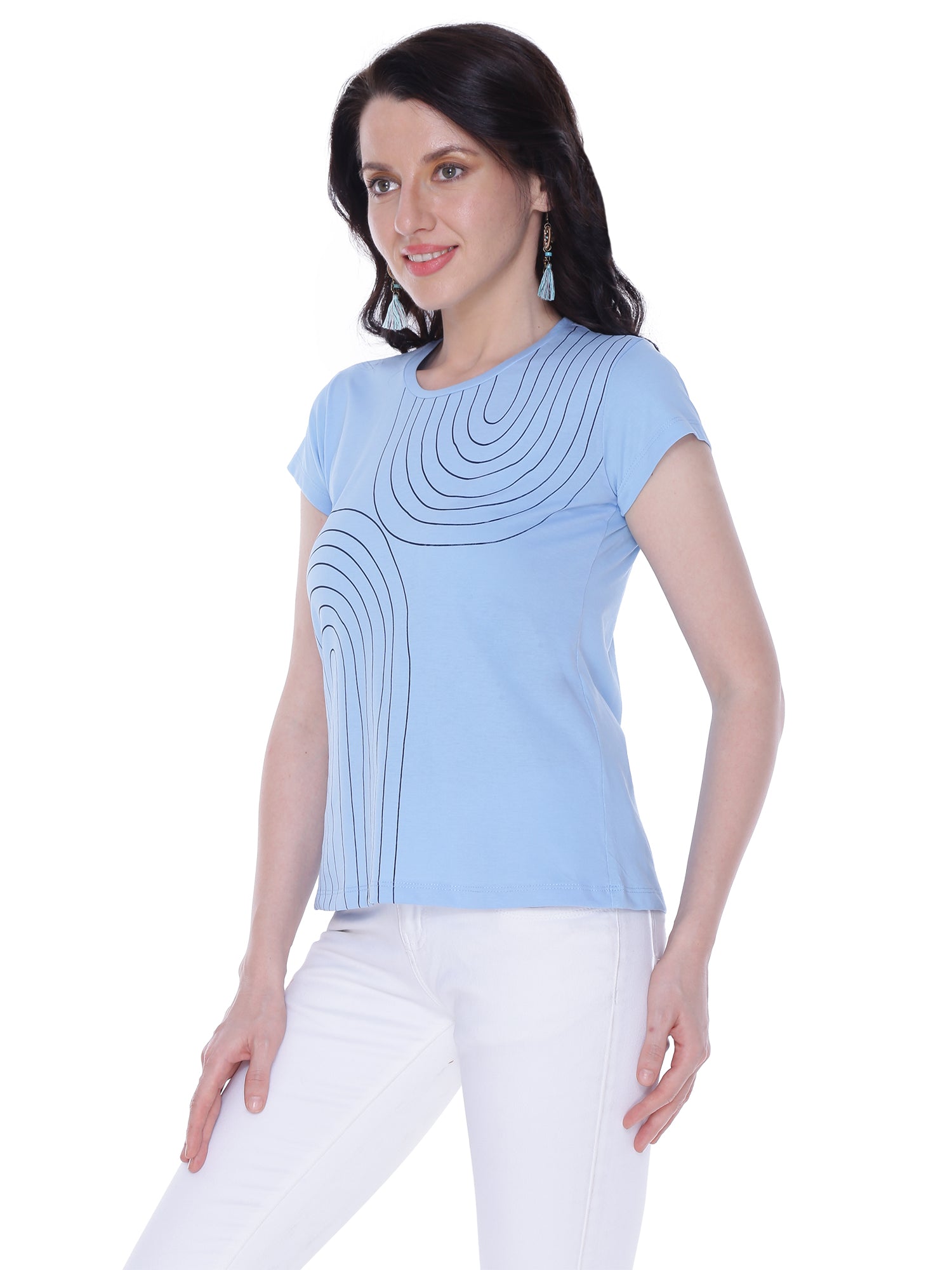 Autumn Hues Abstract Printed Round Neck Sleeveless Cotton T-shirt