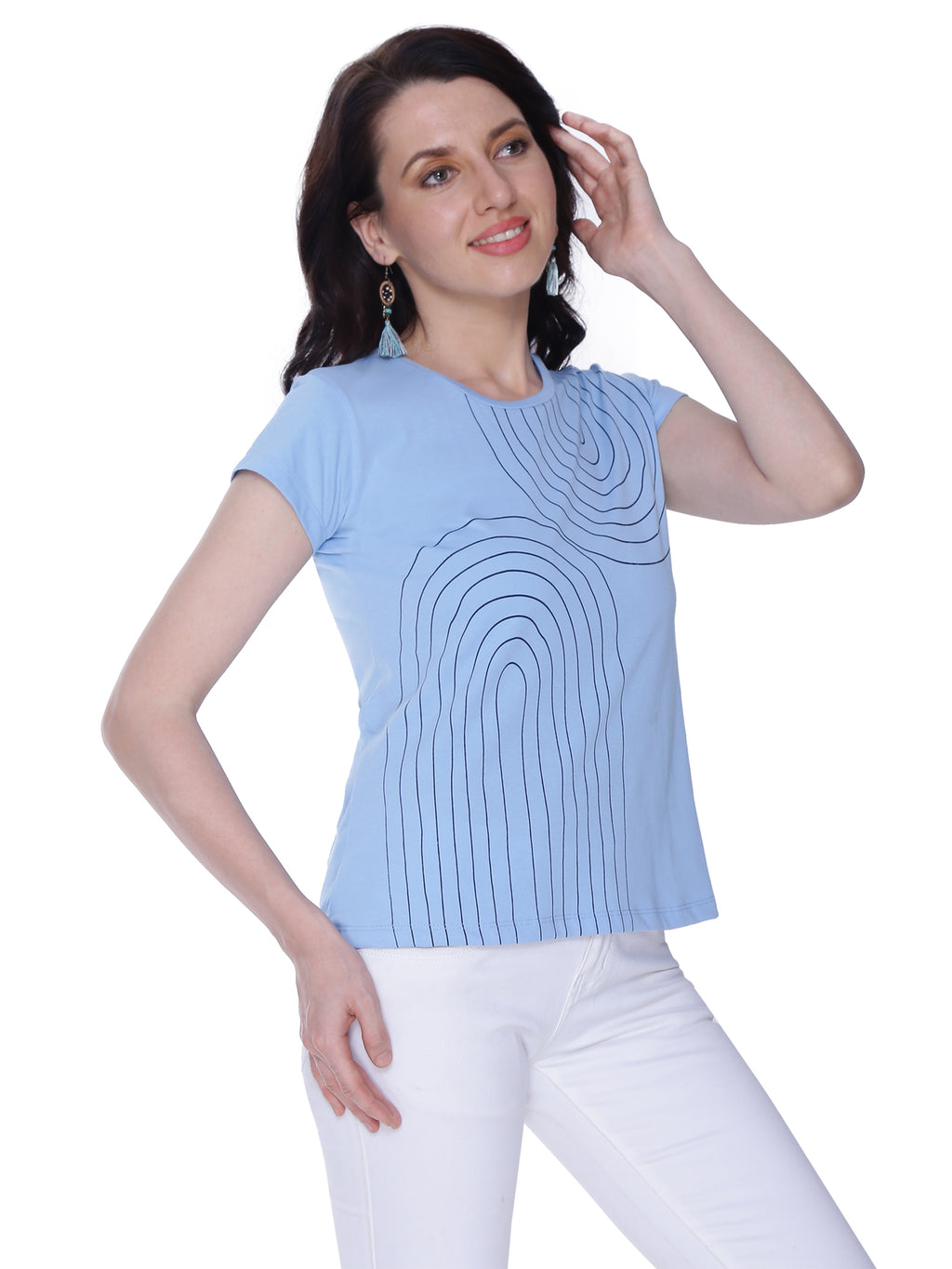 Autumn Hues Abstract Printed Round Neck Sleeveless Cotton T-shirt