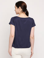 Autumn Hues Women Blue Printed T-shirt