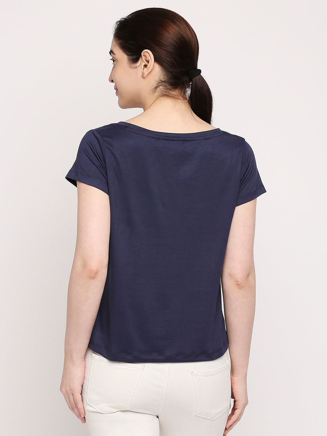 Autumn Hues Women Blue Printed T-shirt