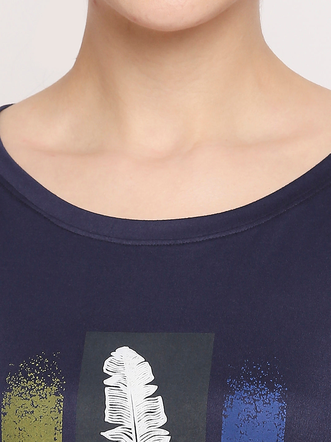 Autumn Hues Women Blue Printed T-shirt