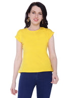 Autumn Hues Women Yellow Extended Sleeves Cotton  T-shirt