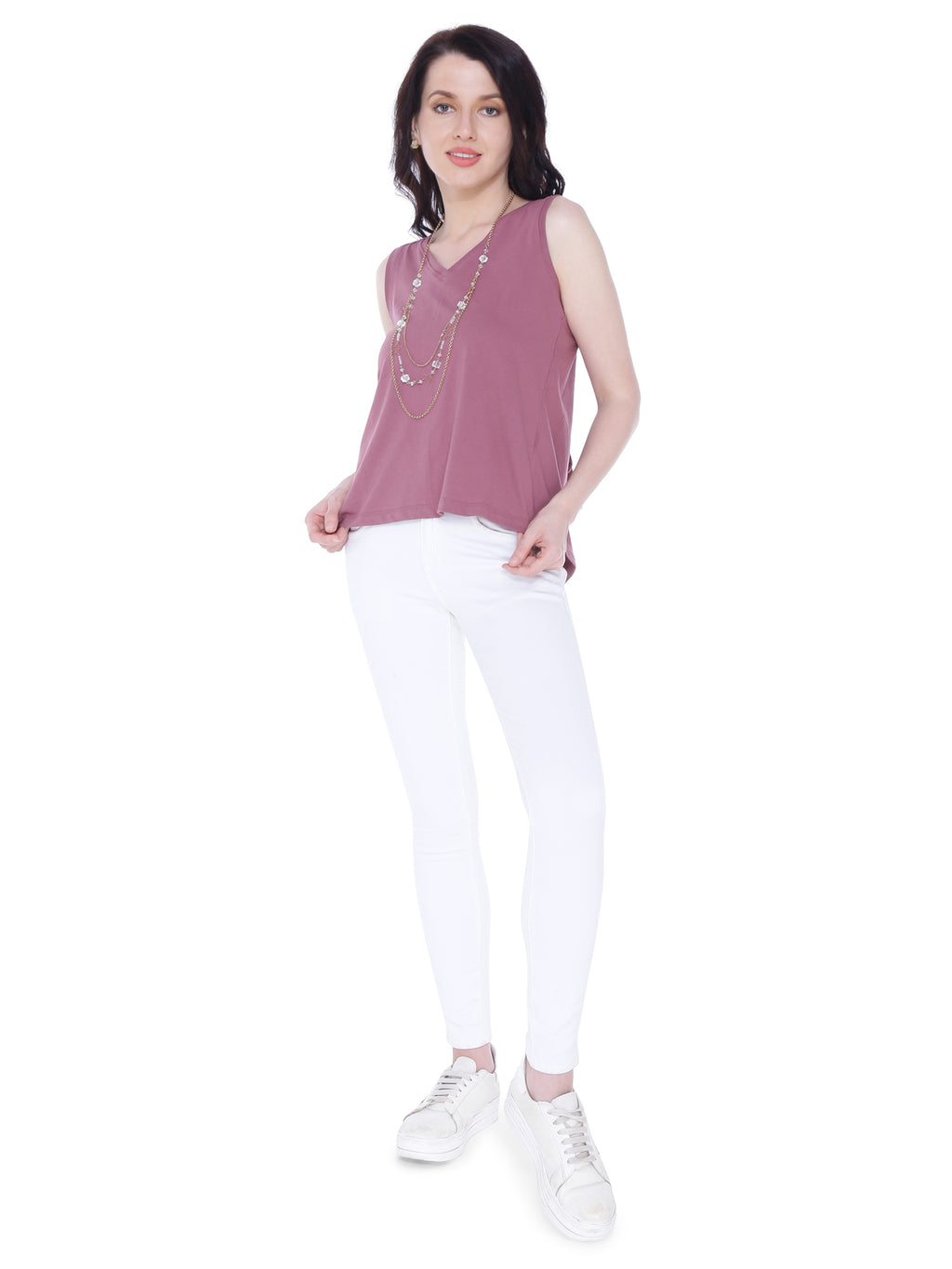 Autumn Hues Cotton top in Mauve colour
